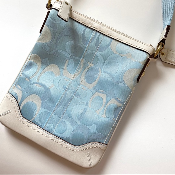 Coach RARE Signature Crossbody Blue & White Purse - Picture 4 of 5